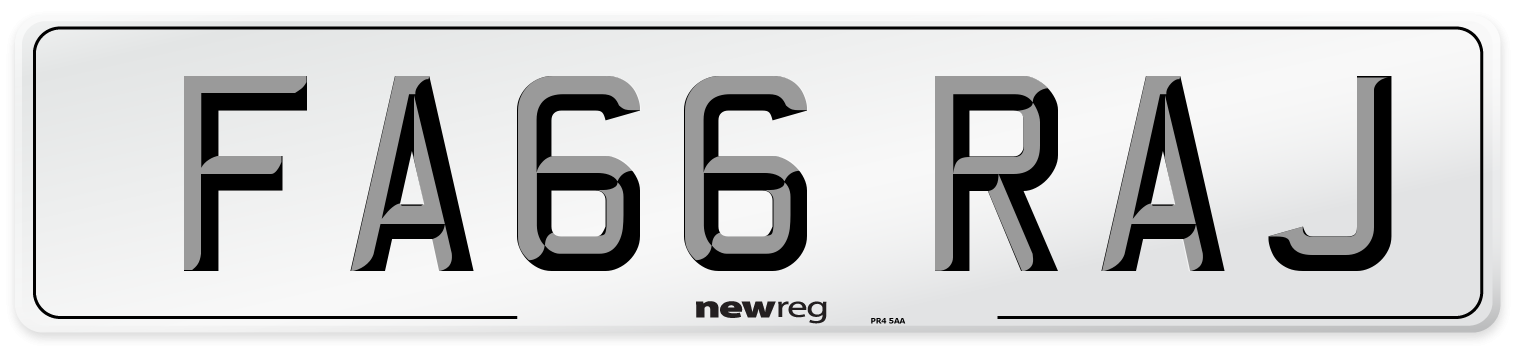 FA66 RAJ Number Plate from New Reg